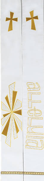 Alleluia White Cathedral Stole with Embroidery