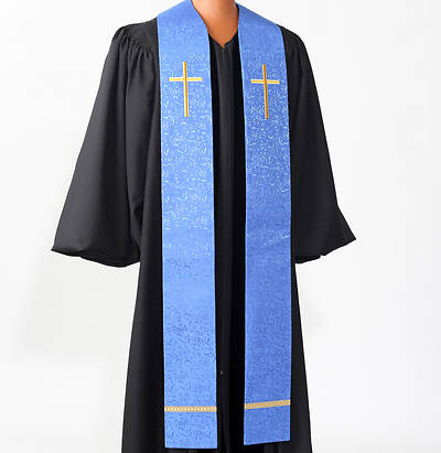 Gold Cross Stole Blue - 110"