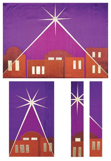 Picture of Bethlehem Magenta Dupioni 3-Piece Parament Set