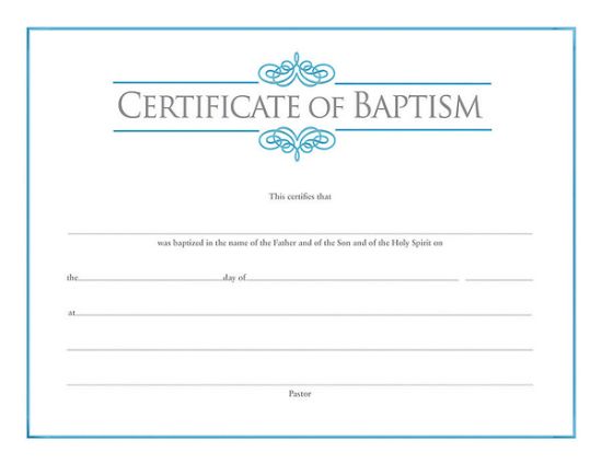 Picture of Baptism Certificate