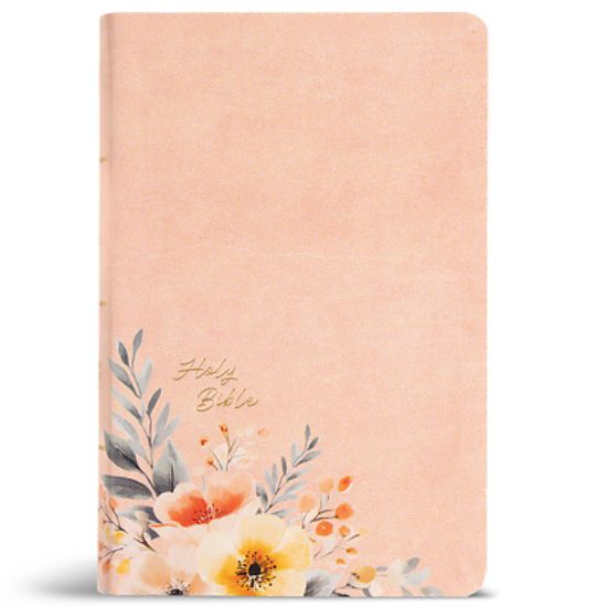 Picture of CSB Large Print Personal Size Reference Bible, Optimal Type, Digital Study Edition, Peach Floral Leathertouch, Indexed