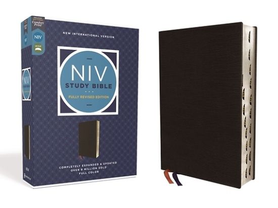 Picture of NIV Study Bible, Fully Revised Edition, Bonded Leather, Black, Red Letter, Thumb Indexed, Comfort Print