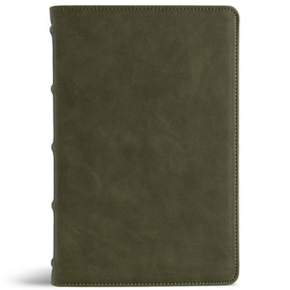 Picture of CSB Large Print Personal Size Reference Bible, Optimal Type, Holman Handcrafted Collection, Marbled Olive Premium Calfskin