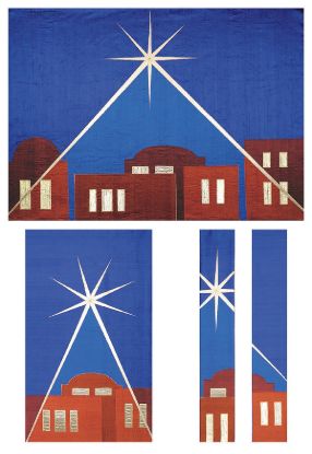 Picture of Bethlehem Cobalt Dupioni 3-Piece Parament Set