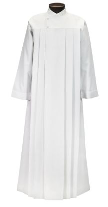 Picture of Mens Wrap Around Style Alb with Front Pleats White Medium